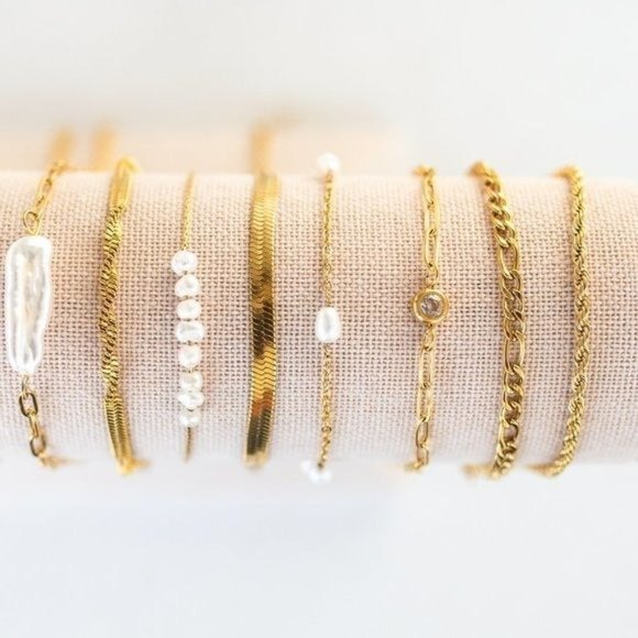 POPULAR Figaro Chain Cuban Chain Bracelet Waterproof Gold Bracelet Non-tarnish - Picture 5 of 9